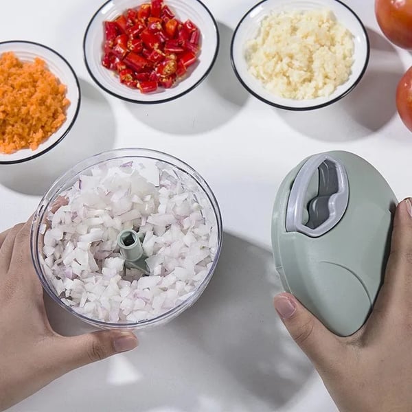 Moonval Pull-Cord Vegetable Chopper, Manual Food Processor with Stainless Steel Blades