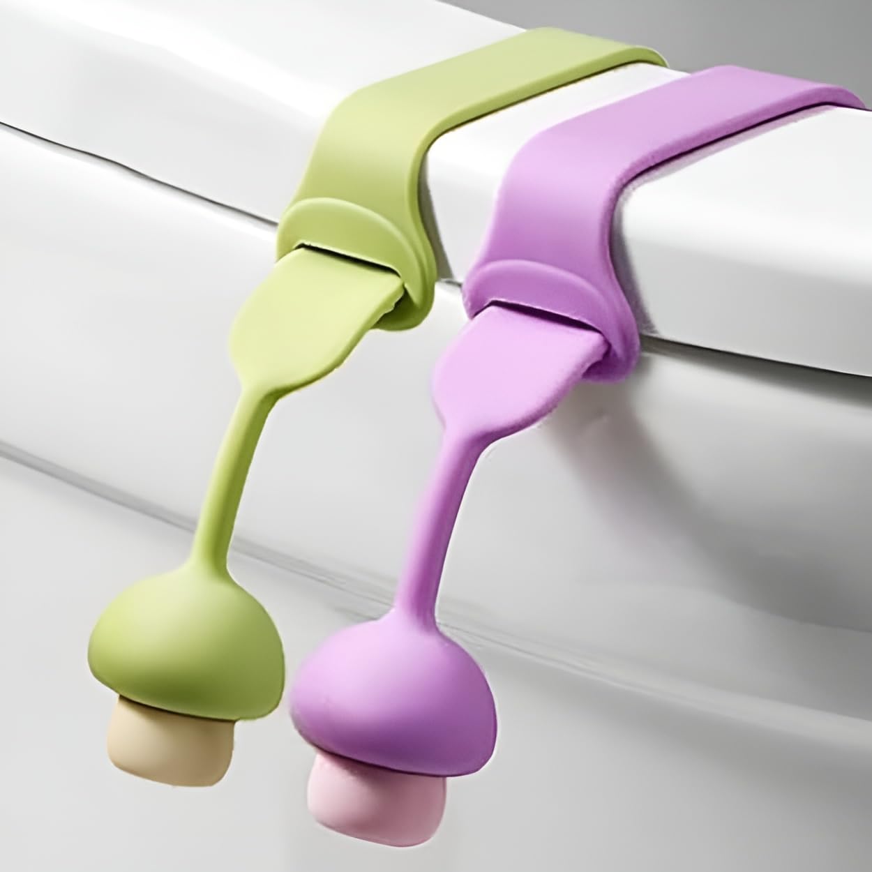 Moonval Silicone Toilet Seat Lifter Handles, Adjustable No-Adhesive Pull Tabs, Set of 4