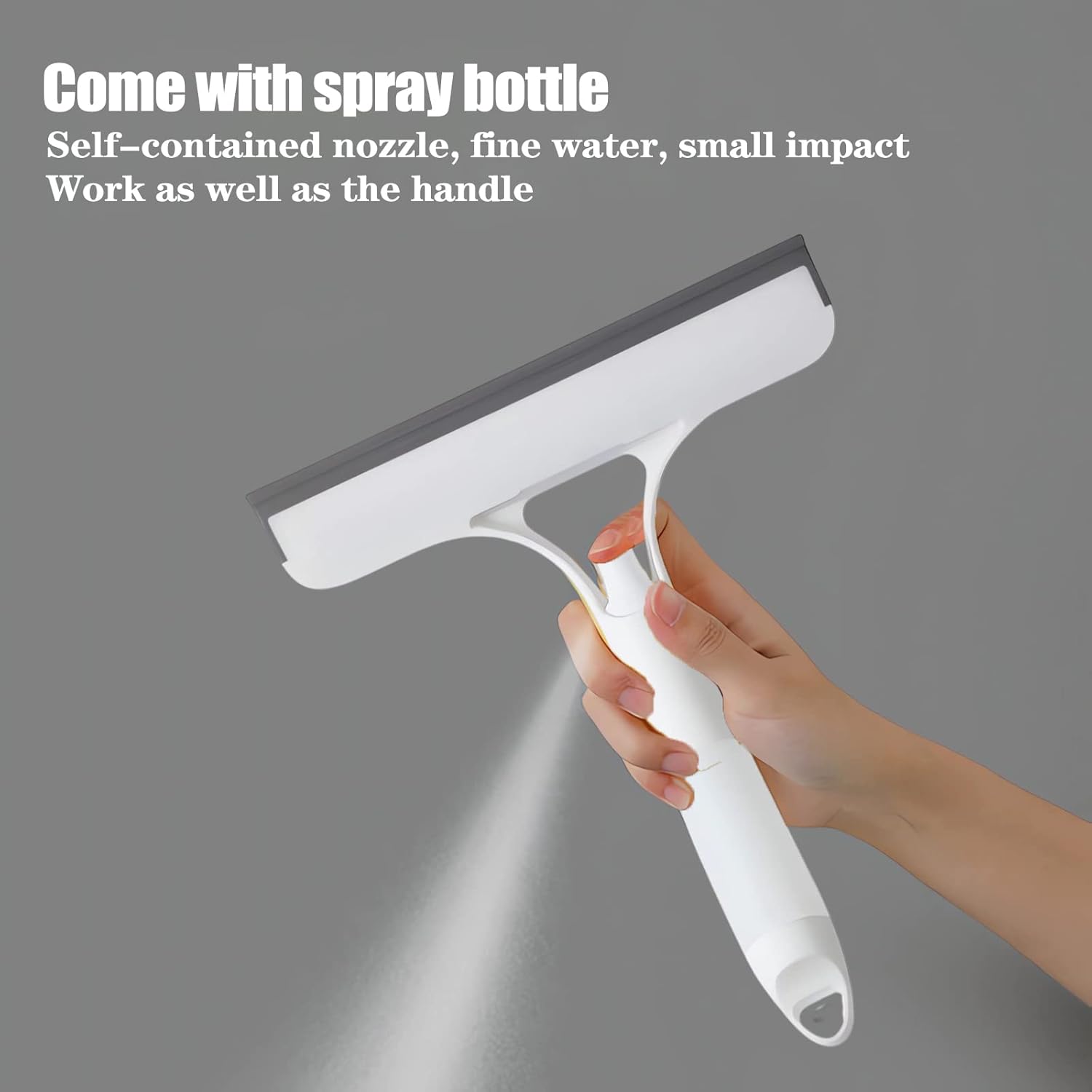 Moonval 3-in-1 Spray Window Cleaner, Glass Squeegee with Built-In Spray Bottle & Wiper