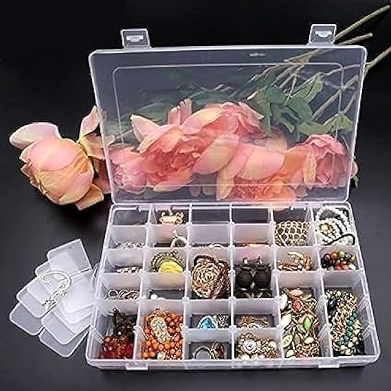 Moonval 36-Compartment Storage Box, Portable Jewelry, Cosmetics and Craft Organizer