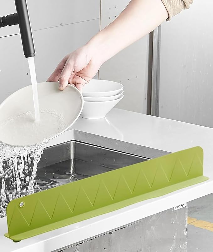 Moonval Silicone Sink Splash Guard, Waterproof Countertop Barrier for Kitchen and Bathroom