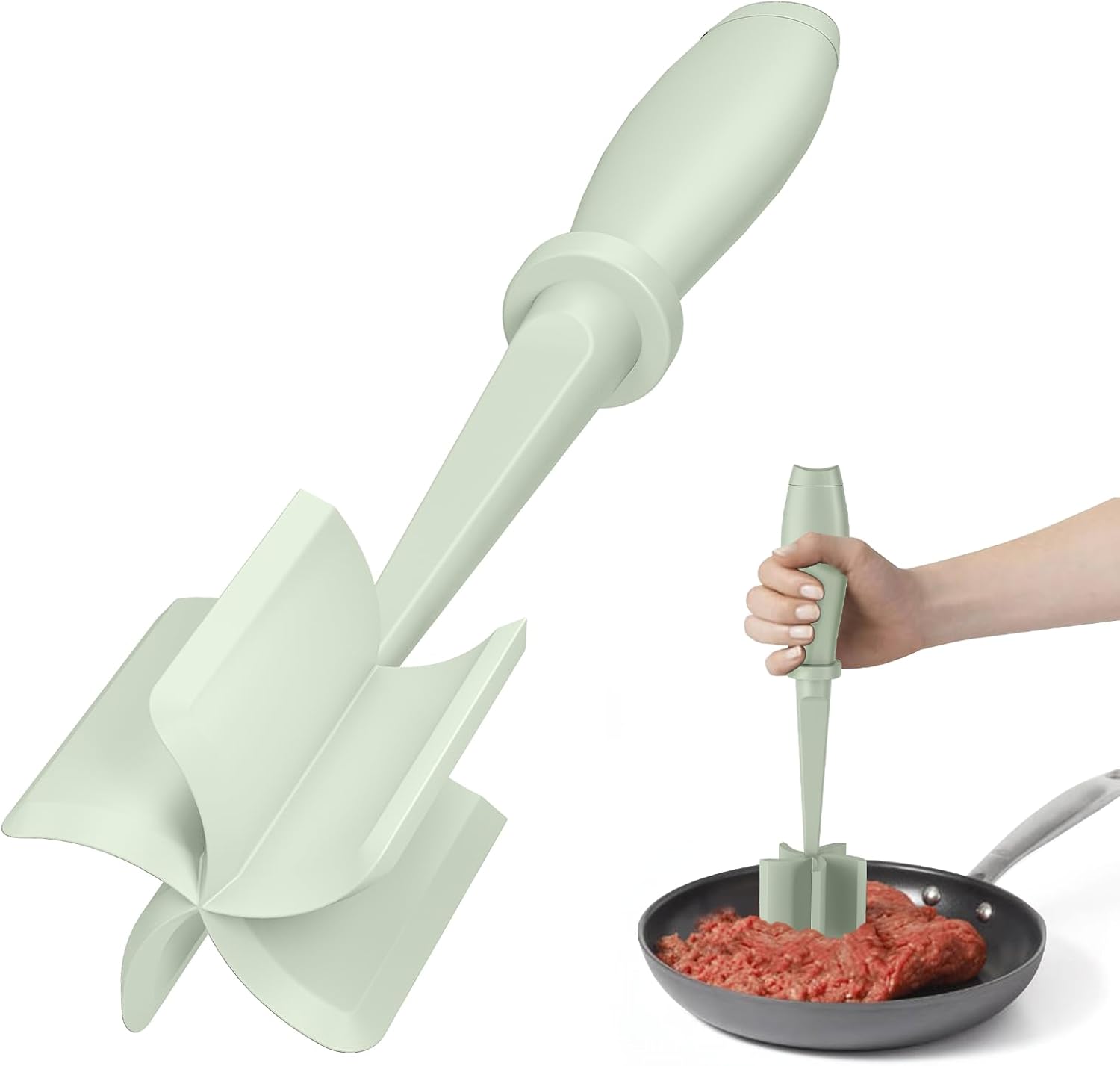 Moonval Meat Chopper, Heat-Resistant Ground Beef Masher & Hamburger Grinder for Kitchen Cooking