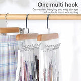 Moonval Wooden Hangers, 2-Pack 8-Hook Space-Saving Clothes Hangers with Steel Hooks