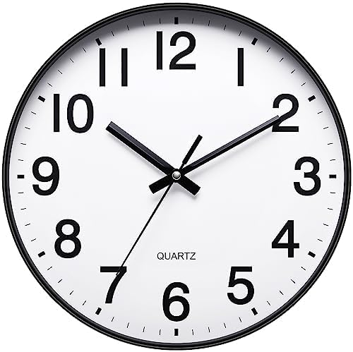 Moonval Silent Wall Clock, 12-Inch Non-Ticking Battery-Operated Clock for Home & Office Decor