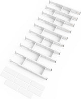 Moonval Bamboo Drawer Dividers, Adjustable Organizers with Inserts & Labels for Kitchen & Dressers