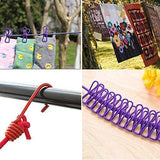 Moonval Portable Clothesline, Drying Rope with End Hooks & 12 Attached Laundry Clips