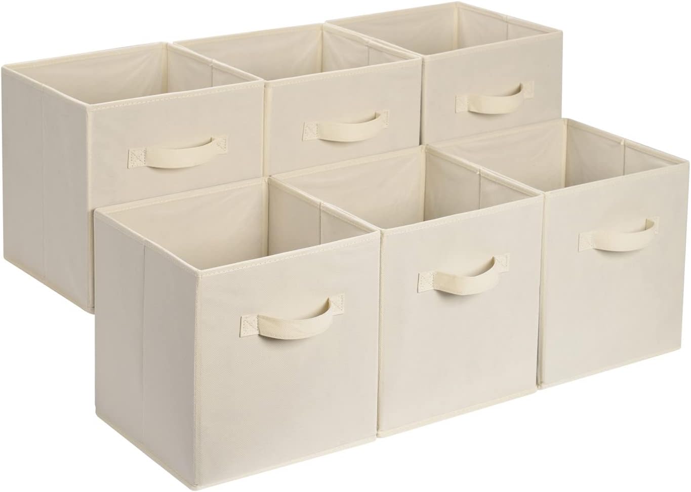 Moonval Fabric Storage Cubes, 6-Pack Collapsible Organizer Bins with Handles for Closet & Shelves
