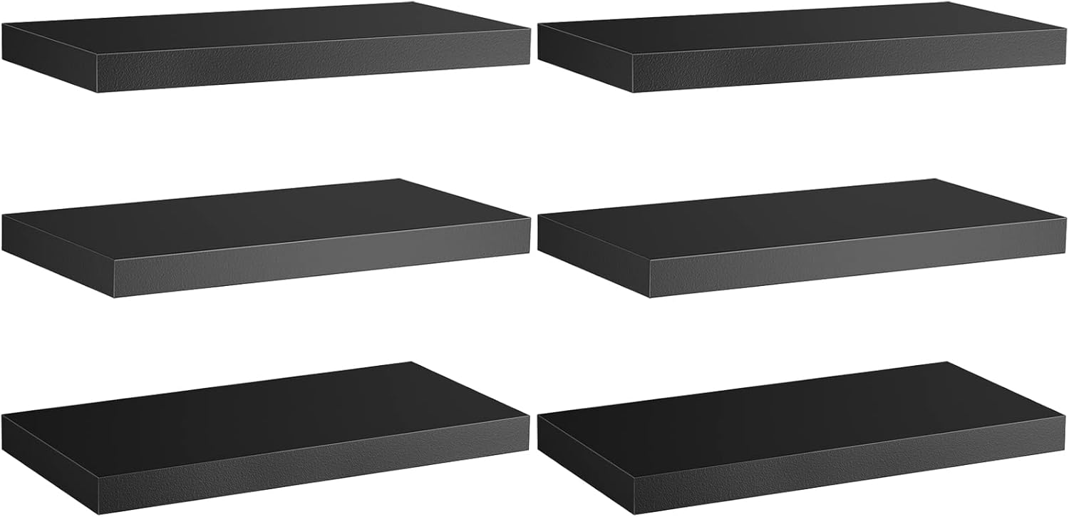Moonval Floating Wall Shelves, Set of 3 White Storage & Display Shelves with Invisible Brackets