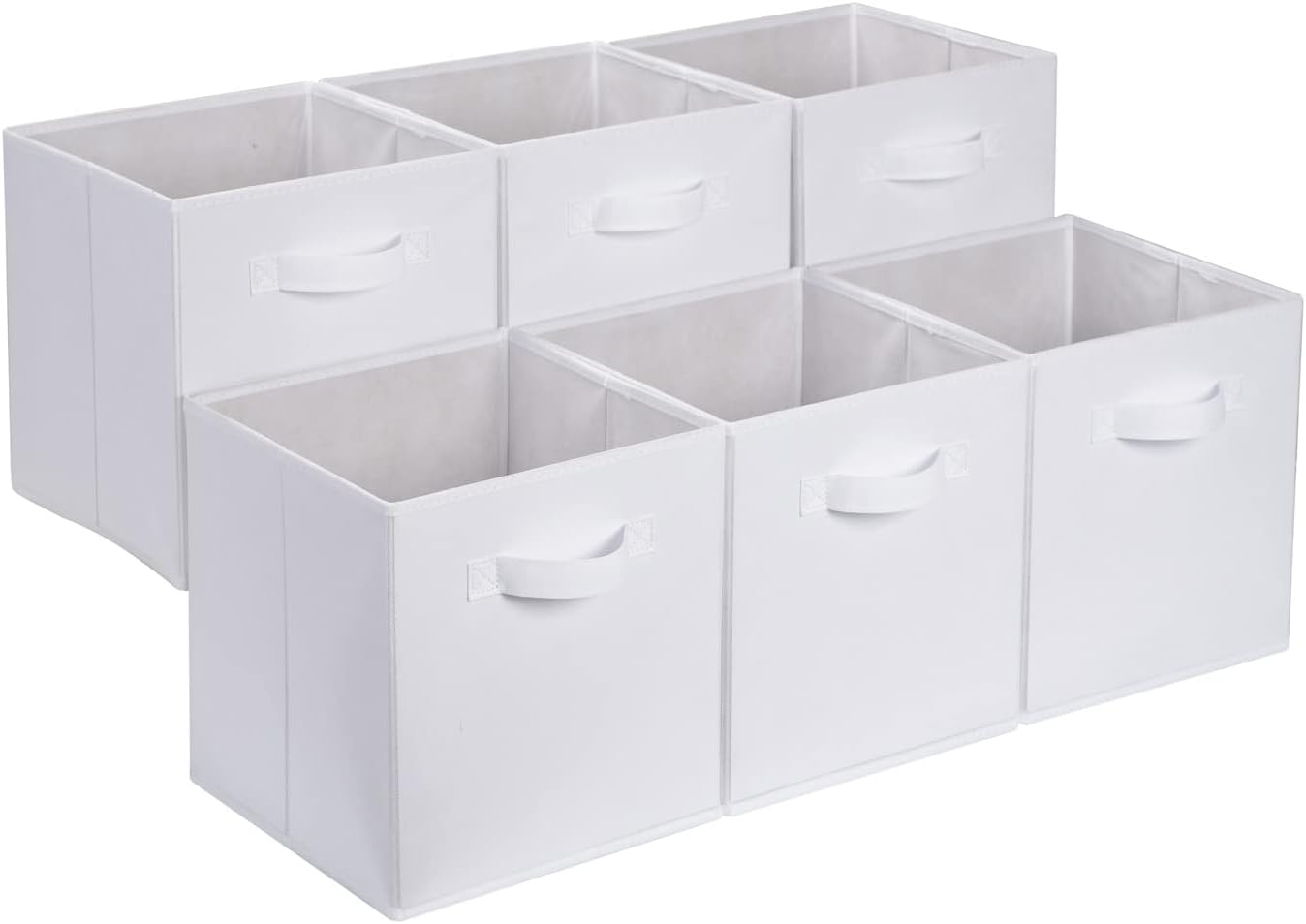 Moonval Fabric Storage Cubes, 6-Pack Collapsible Organizer Bins with Handles for Closet & Shelves