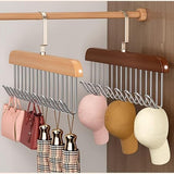 Moonval Wooden Hangers, 2-Pack 8-Hook Space-Saving Clothes Hangers with Steel Hooks