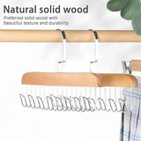 Moonval Wooden Hangers, 2-Pack 8-Hook Space-Saving Clothes Hangers with Steel Hooks