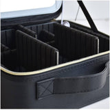 Moonval LED Makeup Organizer Case, Travel Cosmetic Bag with Lighted Mirror & Dividers