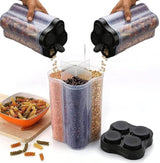 Moonval Storage Container, 4-Section 2500ml Clear Food Organizer with Lid for Snacks & Spices