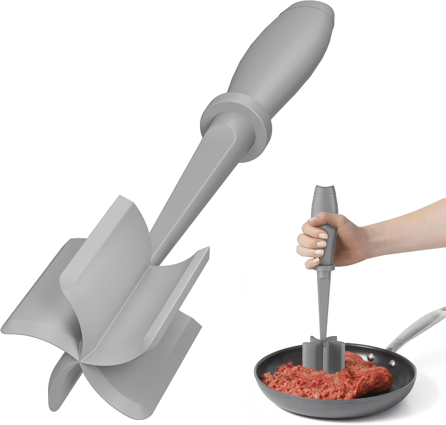 Moonval Meat Chopper, Heat-Resistant Ground Beef Masher & Hamburger Grinder for Kitchen Cooking