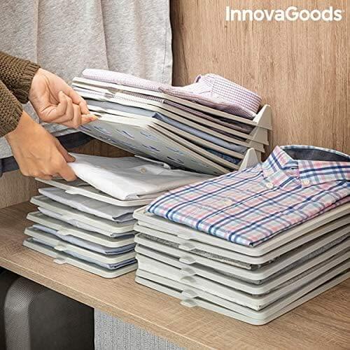 Moonval Stackable Closet Organizer, 10-Pack Foldable Clothes Shelf Divider for Wardrobe Storage