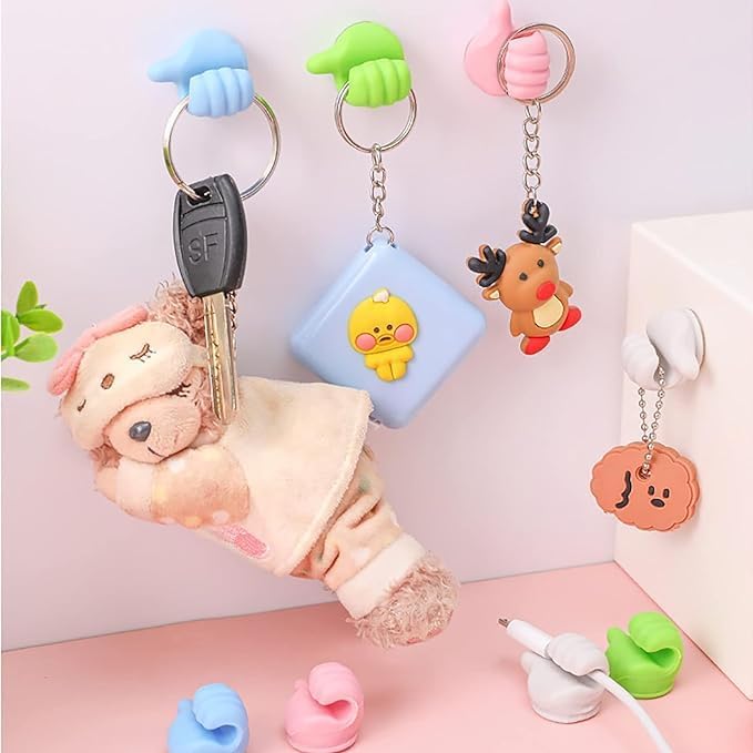 Moonval Thumbs-Up Wall Hook, Self-Adhesive Holder for Keys, Cables & Small Accessories
