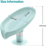 Moonval Leaf Soap Holder, Self-Draining Suction Cup Dish for Bathroom & Kitchen