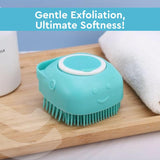 Moonval Silicone Bath Brush with Built-In Shower Gel Dispenser, Soft Scrubber, Pack of 1