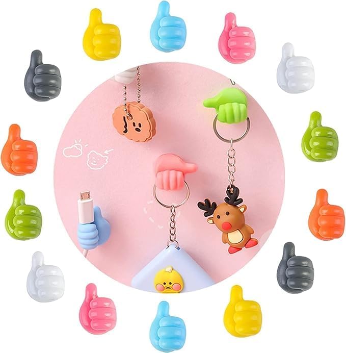 Moonval Thumbs-Up Wall Hook, Self-Adhesive Holder for Keys, Cables & Small Accessories