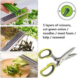 Moonval 5-Blade Stainless Steel Herb Scissors with Cleaning Comb for Fast Kitchen Prep