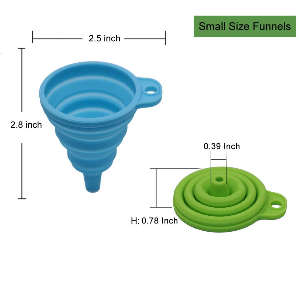Moonval Collapsible Funnel Set, 4-Piece Food-Grade Silicone Funnels for Kitchen & Bottle Filling