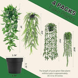 Moonval 4Pcs Fake Plants, Artificial Plants Fake Hanging Plants for Boho Home Bathroom Bedroom Living Room Office Wall Shelf Decor Indoor Outdoor
