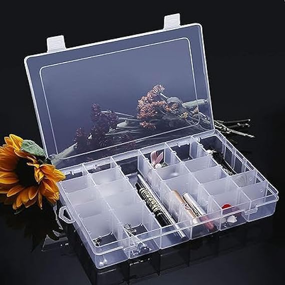 Moonval 36-Compartment Storage Box, Portable Jewelry, Cosmetics and Craft Organizer