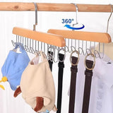 Moonval Wooden Hangers, 2-Pack 8-Hook Space-Saving Clothes Hangers with Steel Hooks