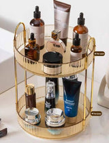 Moonval Makeup Organizer Carousel, 360° Rotating Vanity Storage Rack for Cosmetics & Skincare