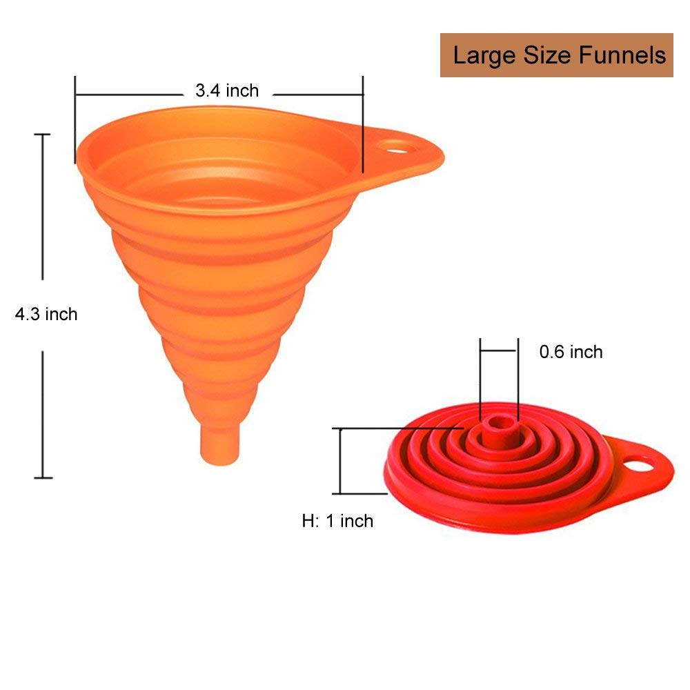 Moonval Collapsible Funnel Set, 4-Piece Food-Grade Silicone Funnels for Kitchen & Bottle Filling