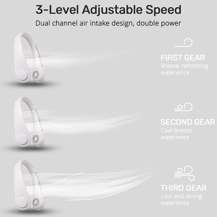 Moonval Portable Neck Fan, USB Rechargeable Hands-Free Bladeless Personal Cooling Fan