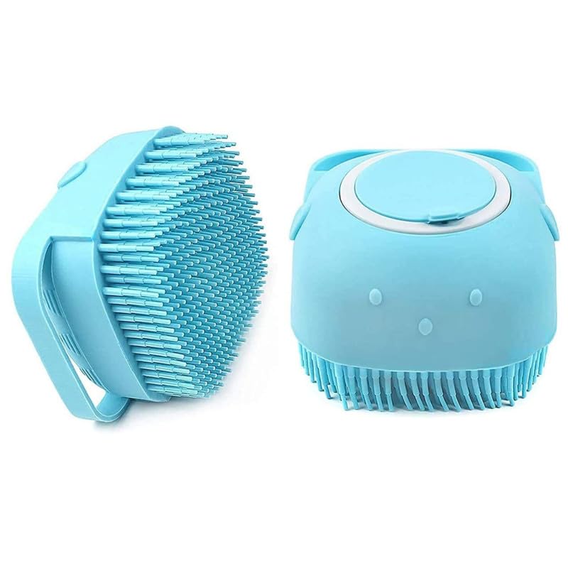 Moonval Silicone Bath Brush with Built-In Shower Gel Dispenser, Soft Scrubber, Pack of 1