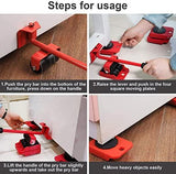 Moonval Furniture Moving Tool Set, Heavy-Duty Lifter with 4 Wheeled Slider Pads