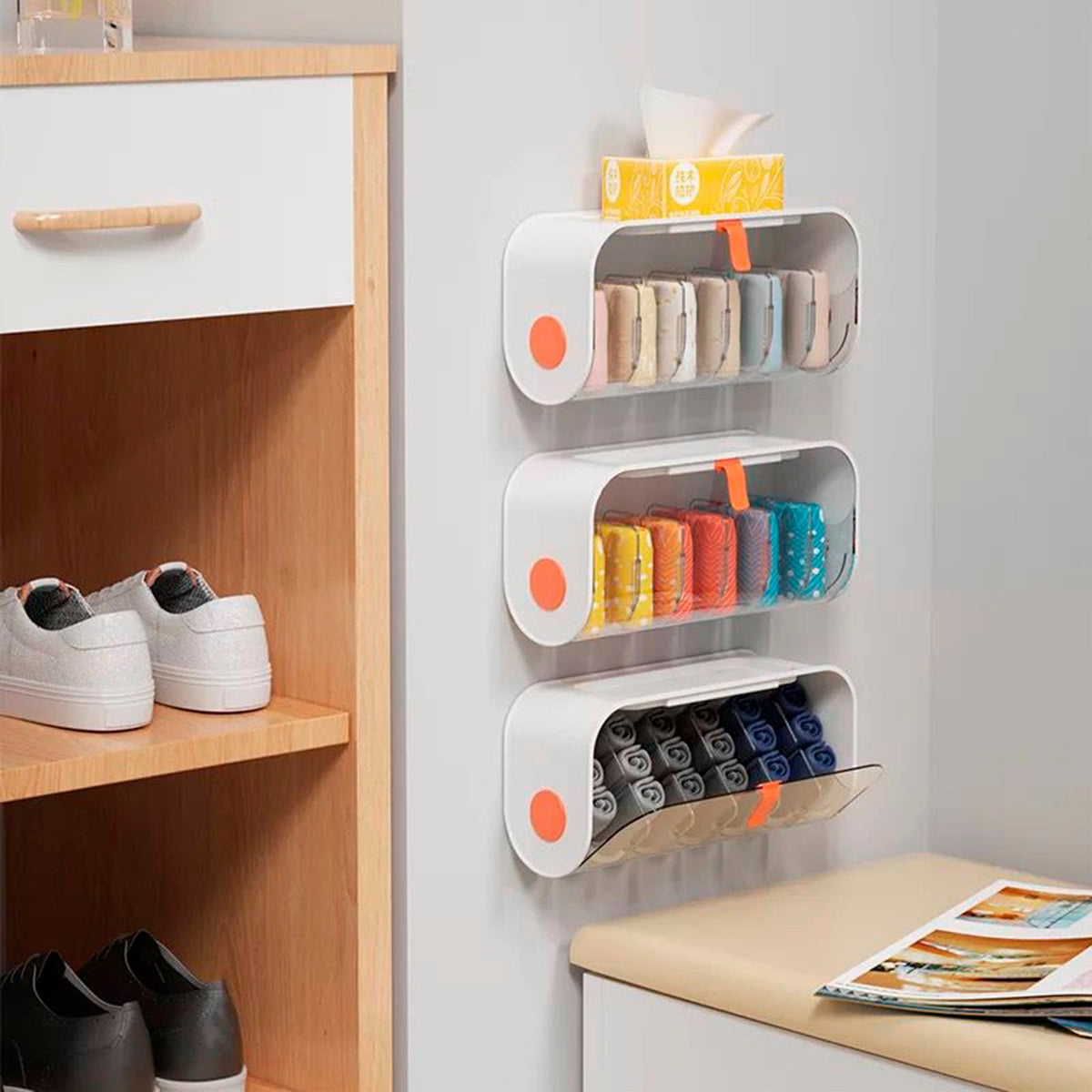 Moonval Underwear Organizer, Foldable Drawer Storage Box for Bras, Panties, Socks & Accessories
