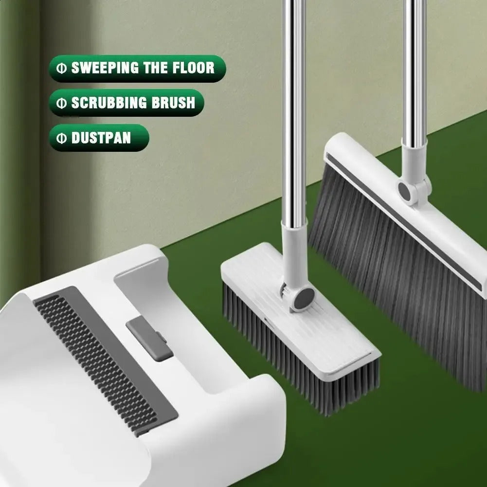 Moonval 4-in-1 Cleaning Dustpan Set, Broom, Squeegee & Brush Floor Cleaning System