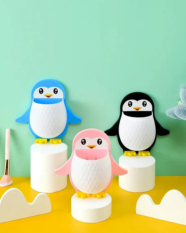 Moonval Penguin Wall Organizer, Adhesive Storage Rack for Remotes, Brushes & Toiletries