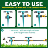 Moonval 360° Rotating Garden Sprinkler, Multi-Nozzle Lawn Watering System with Stable Base