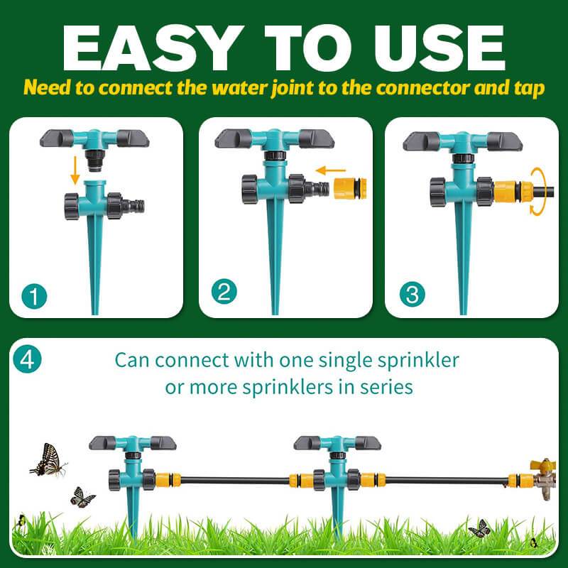 Moonval 360° Rotating Garden Sprinkler, Multi-Nozzle Lawn Watering System with Stable Base