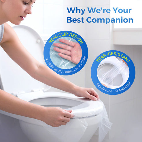 Moonval Disposable Toilet Seat Covers, Biodegradable Universal Travel Liners, 100-Pack