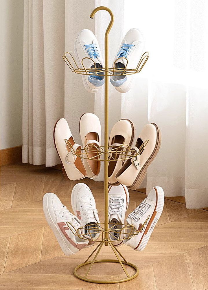 Moonval Rotating Shoe Drying Rack, 3-Tier Freestanding Shoe Organizer & Air Dry Stand