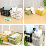 Moonval Foldable Canvas Storage Baskets, Small Fabric Organizer Bins with Handles, Set of 4