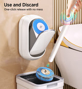 Moonval Disposable Toilet Brush Set, Wall-Mounted Bathroom Cleaning Brush with Replaceable Heads