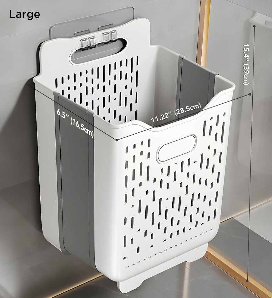 Moonval Collapsible Hanging Laundry Basket, Foldable Clothes Hamper with Carry Handles for Closet & Laundry