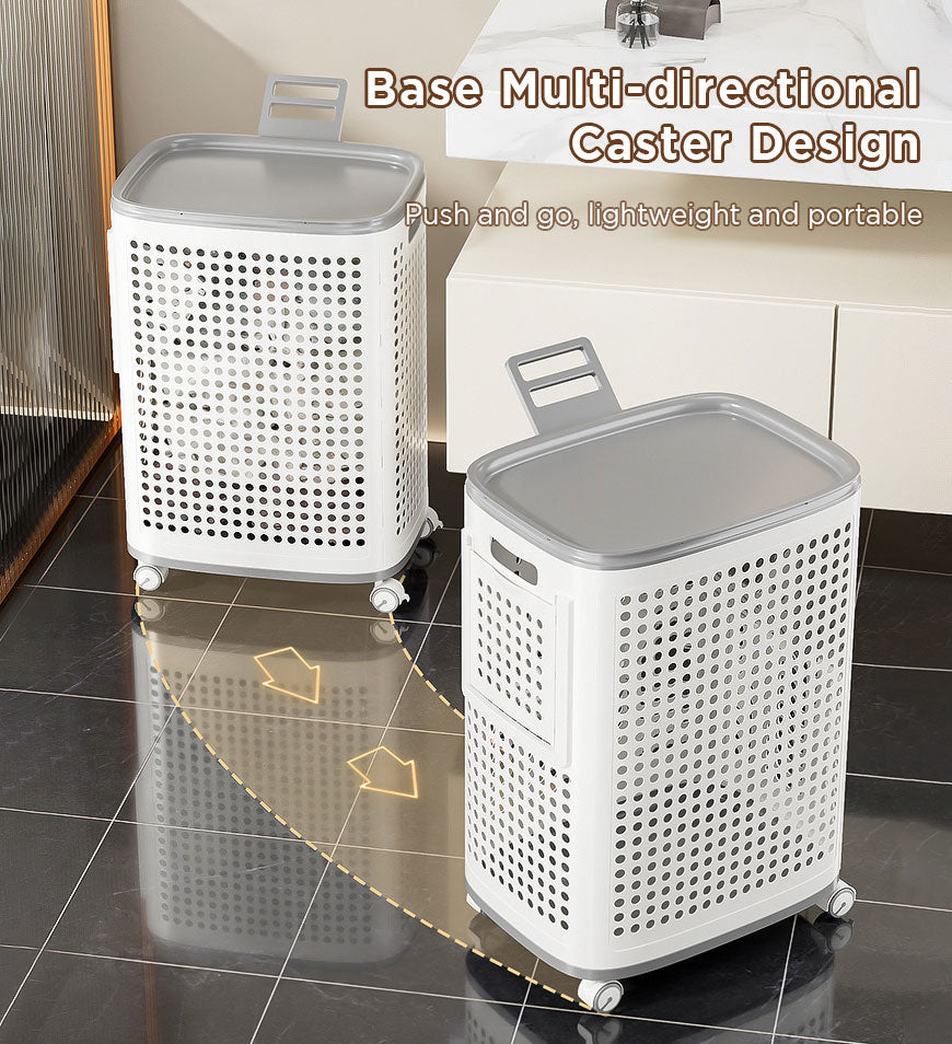 Moonval Rolling Laundry Basket, Wheeled Foldable Clothes Hamper with Removable Laundry Bag