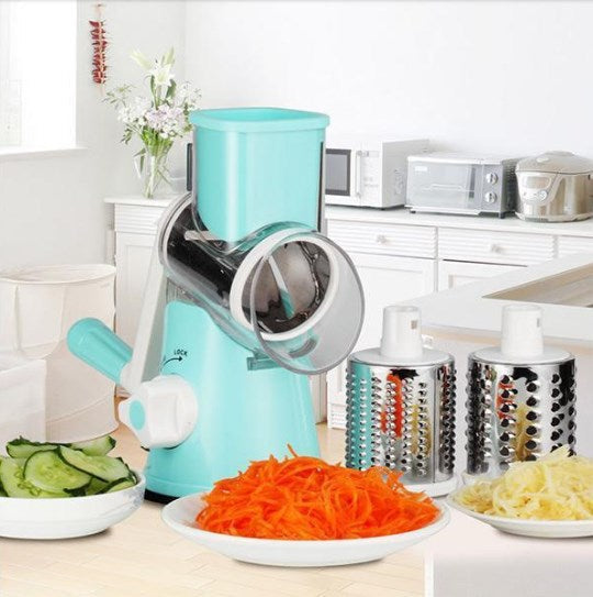 Moonval Rotary Vegetable Slicer, 3-in-1 Cheese Grater with Stainless Steel Drums