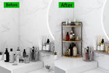 Moonval Corner Countertop Organizer, 3-Tier Wooden Shelf for Bathroom, Kitchen, Vanity & Dresser
