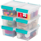 Moonval Craft Storage Bins, 6-Pack 1 Qt Clear Stackable Containers with Lids & Secure Latches
