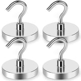 Moonval Steel Magnetic Hooks, Rust-Resistant No-Drill Hangers for Fridge, Set of 4