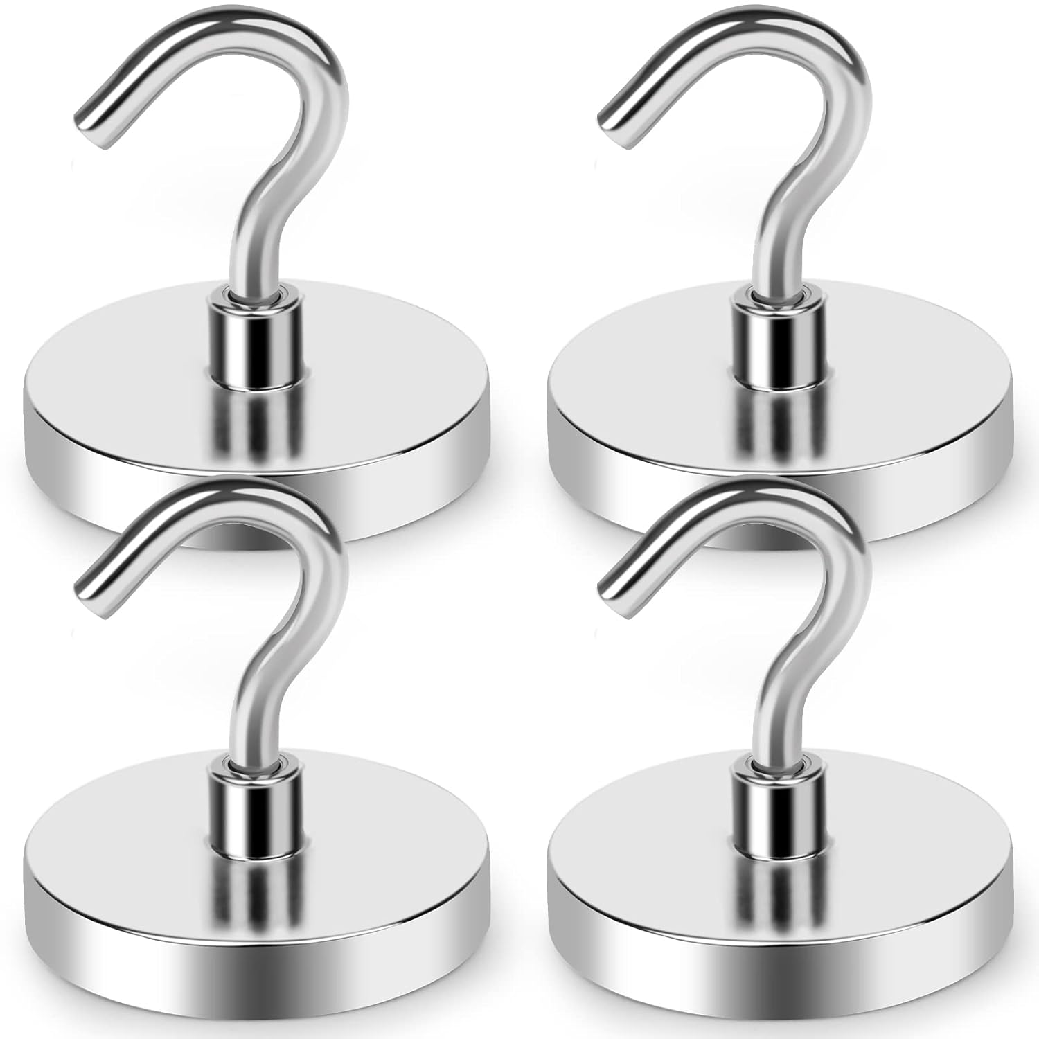 Moonval Steel Magnetic Hooks, Rust-Resistant No-Drill Hangers for Fridge, Set of 4