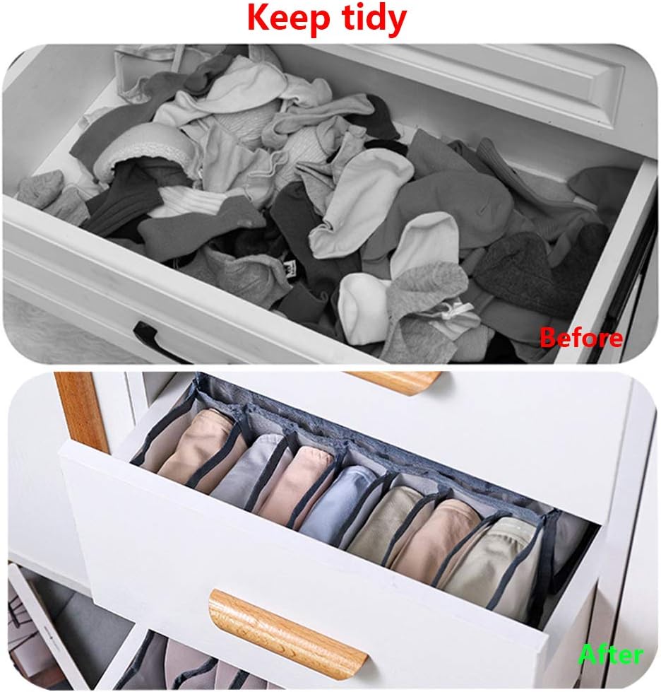 Moonval 3-Piece Drawer Organizer Set, Foldable Closet Storage Bins for Underwear & Socks